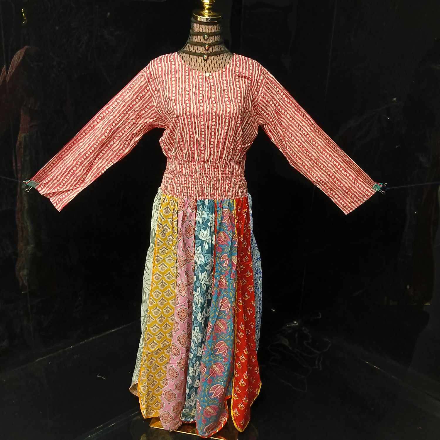 L/XL Zayna Printed Cotton Dress 56" Long Jalabiya