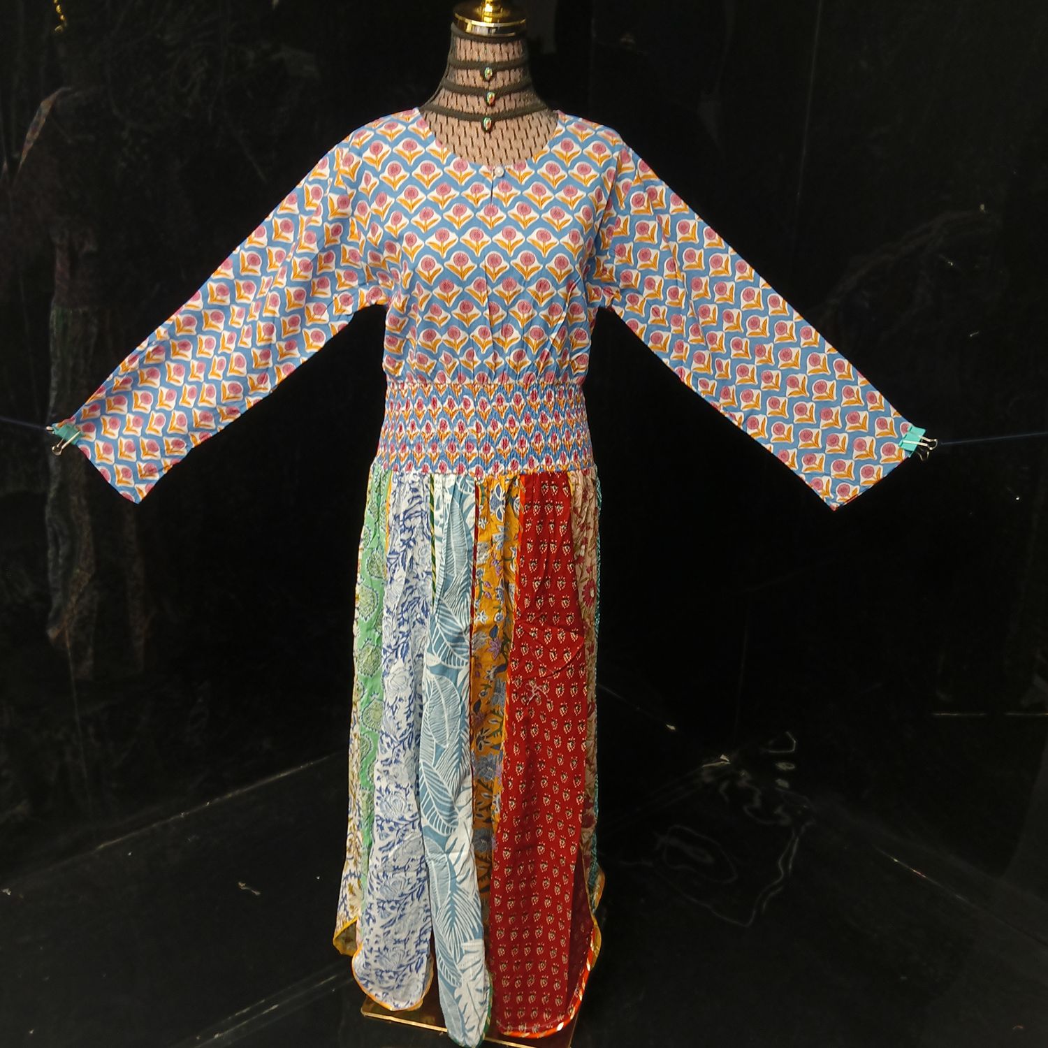 L/XL Zayna Printed Cotton Dress 56" Long Jalabiya