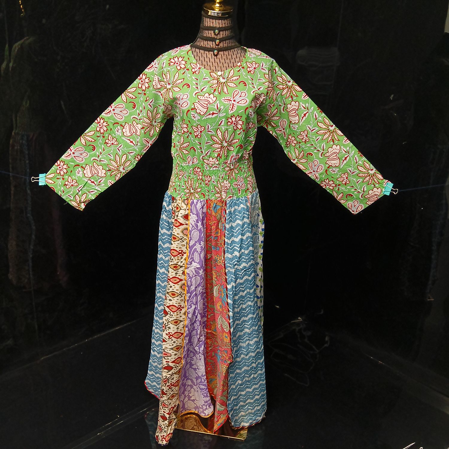 L/XL Zayna Printed Cotton Dress 56" Long Jalabiya