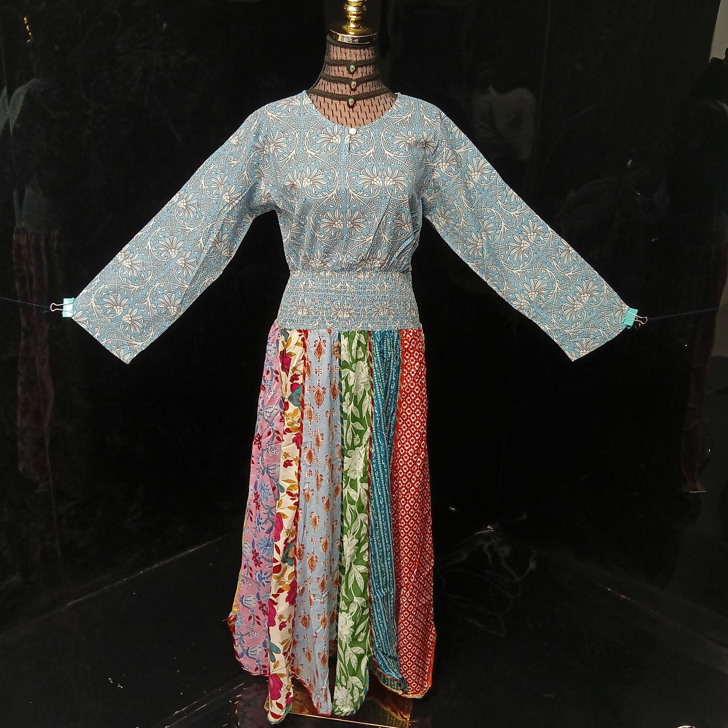 L/XL Zayna Printed Cotton Dress 56" Long Jalabiya