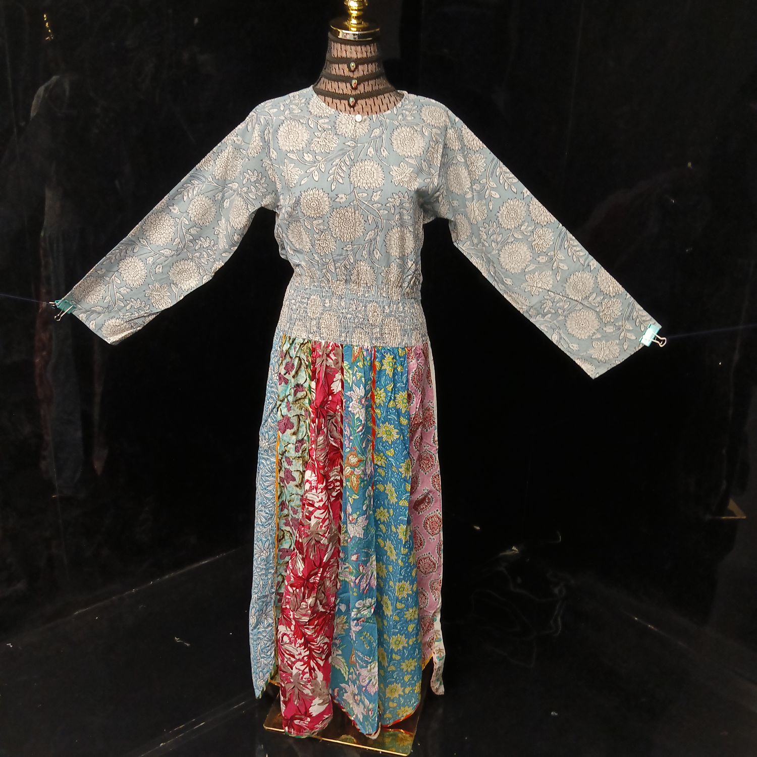 S-M Zayna Printed Cotton Dress 56" Long Jalabiya