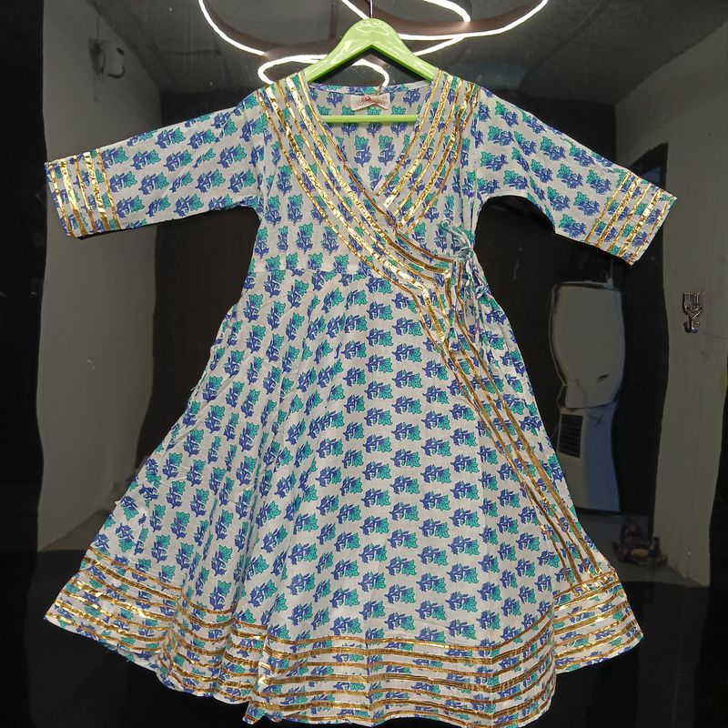 2-3 Year Priam Printed Cotton Girls Dress 26" Long Jalabiya