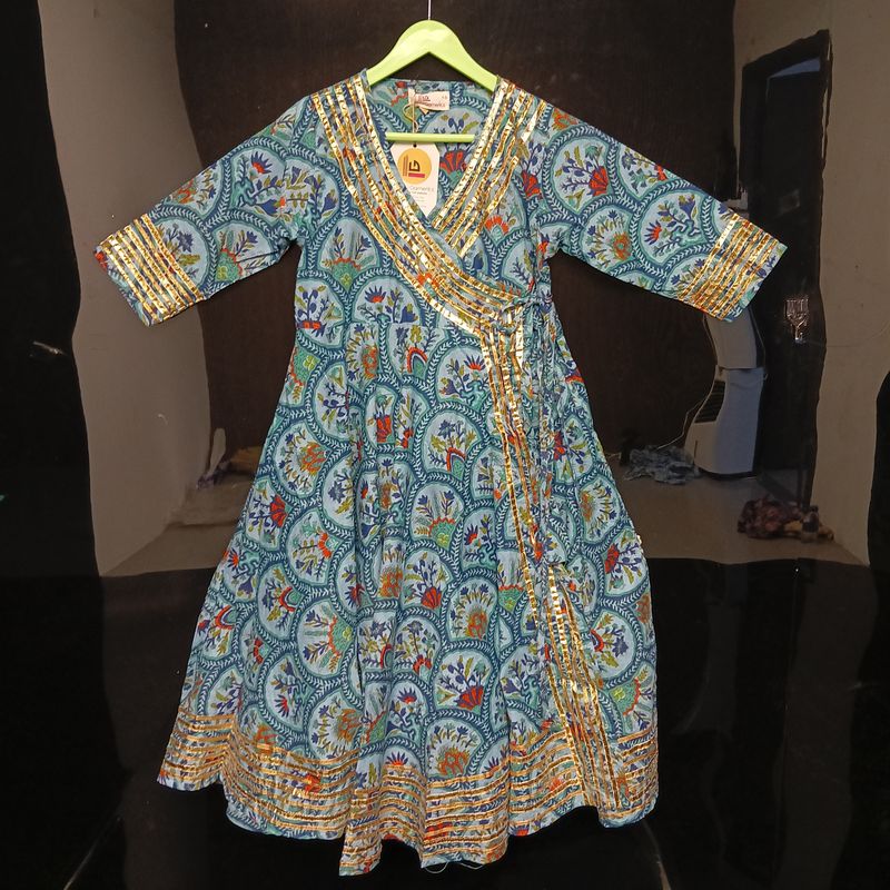 4-5 Year Priam Printed Cotton Girls Dress 34" Long Jalabiya