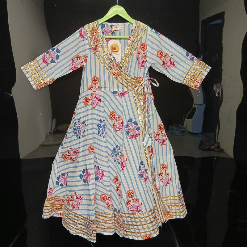 4-5 Year Priam Printed Cotton Girls Dress 34" Long Jalabiya