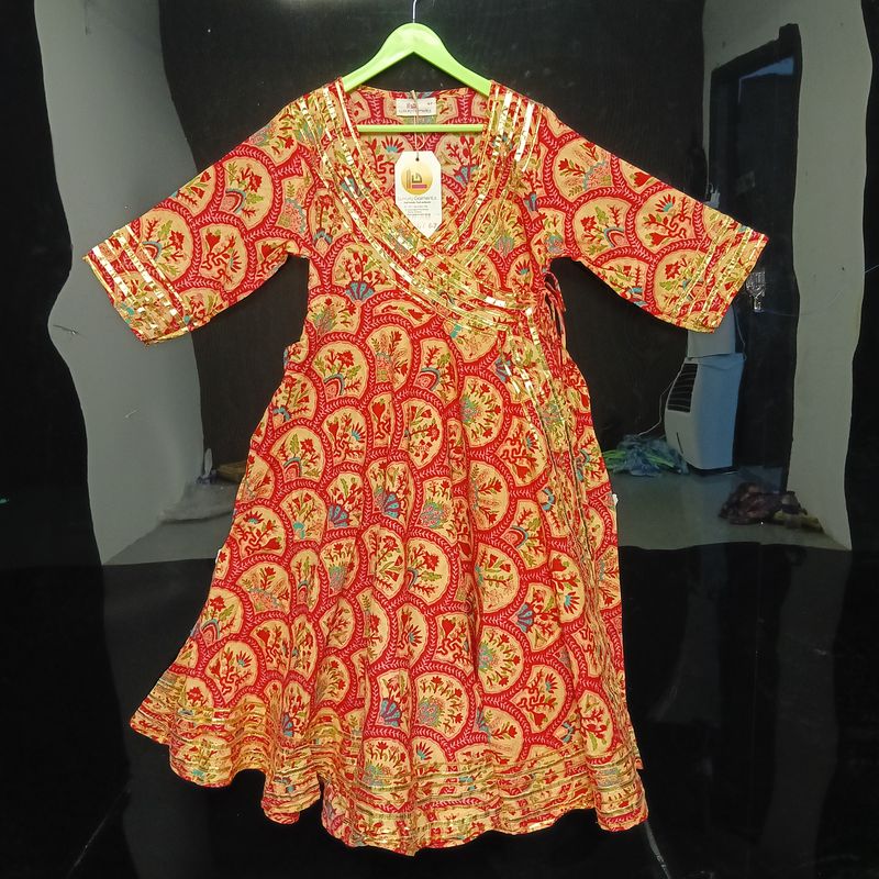 6-7 Year Priam Printed Cotton Girls Dress 34" Long Jalabiya