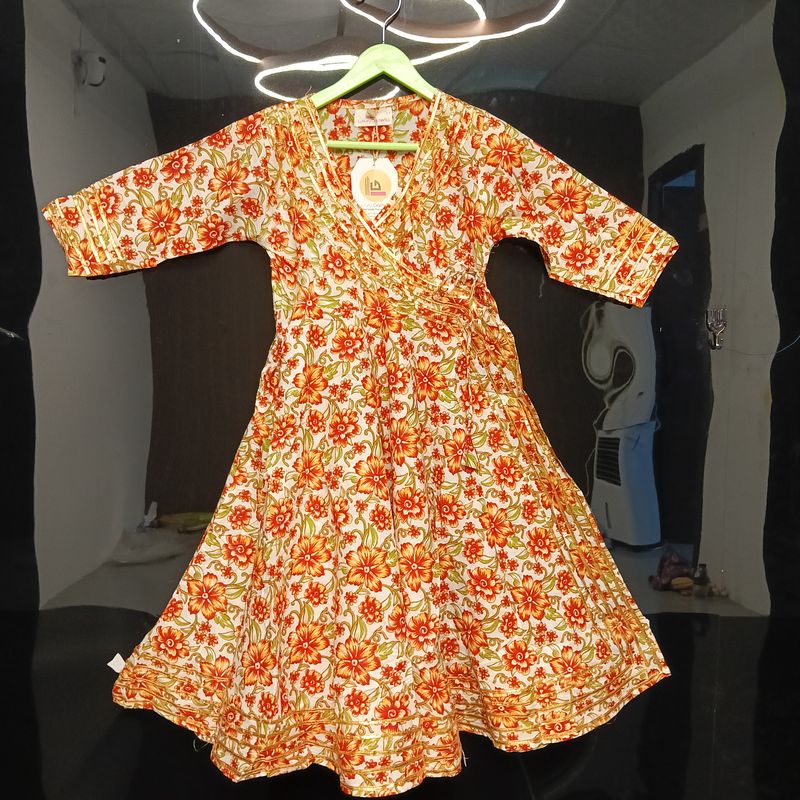 2-3 Year Priam Printed Cotton Girls Dress 26" Long Jalabiya