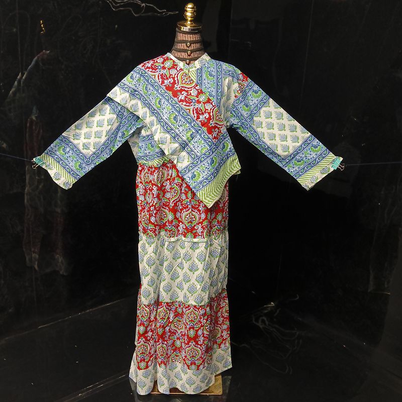 L/XL Afifa Printed Cotton Dress 57" Long Jalabiya  With Sheila
