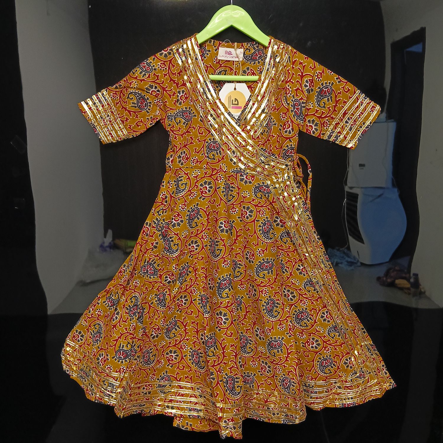 1-2 Year Priam Printed Cotton Girls Dress 26" Long Jalabiya