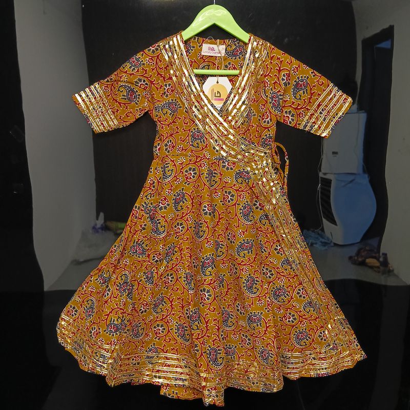 1-2 Year Priam Printed Cotton Girls Dress 26" Long Jalabiya