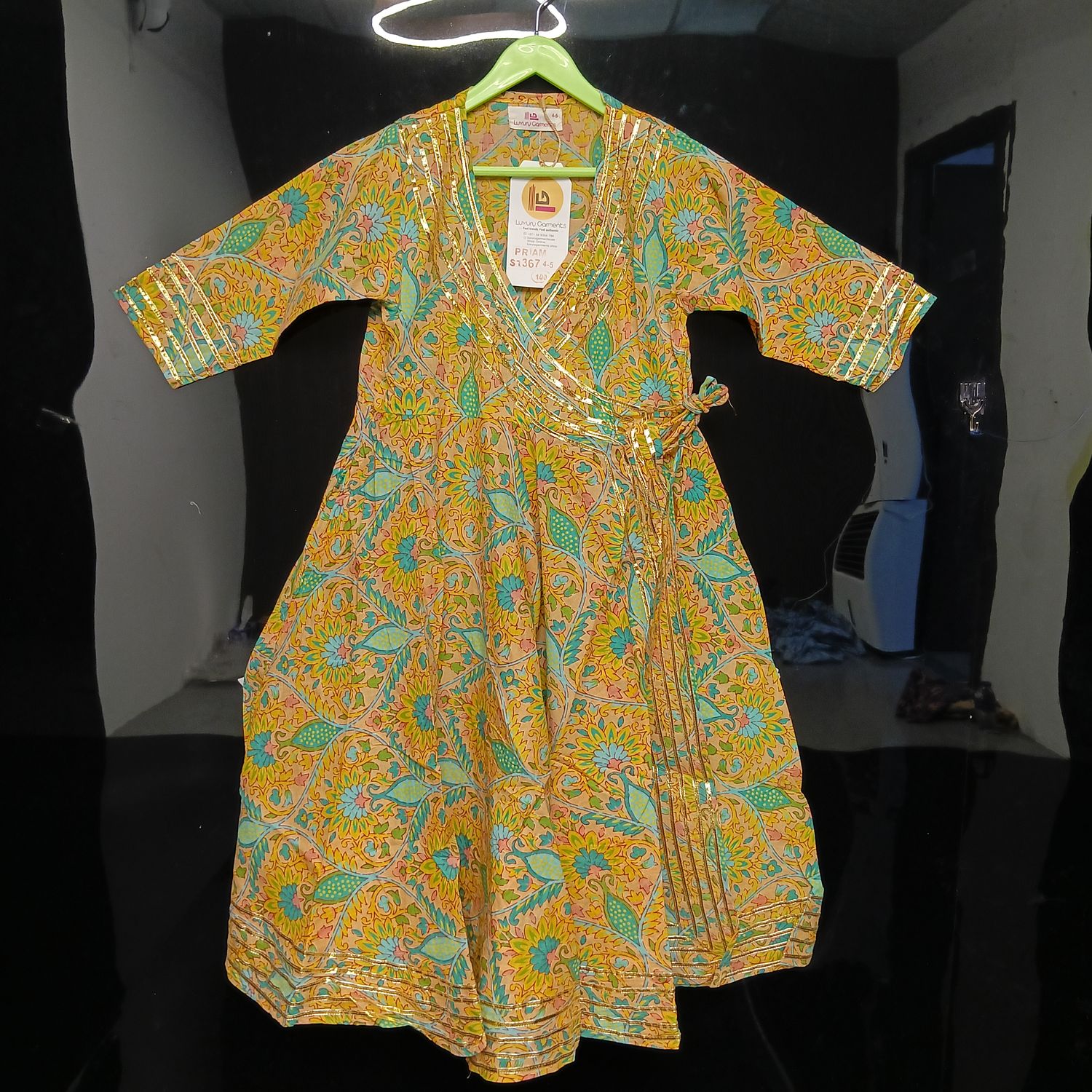 1-2 Year Priam Printed Cotton Girls Dress 26" Long Jalabiya