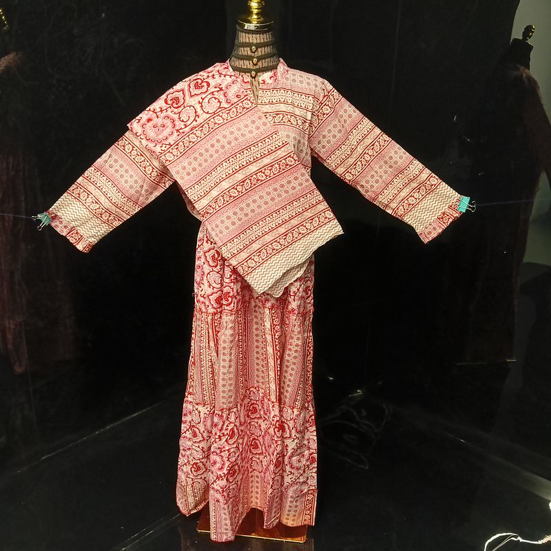 S-M Afifa Printed Cotton Dress 57" Long Jalabiya  With Sheila