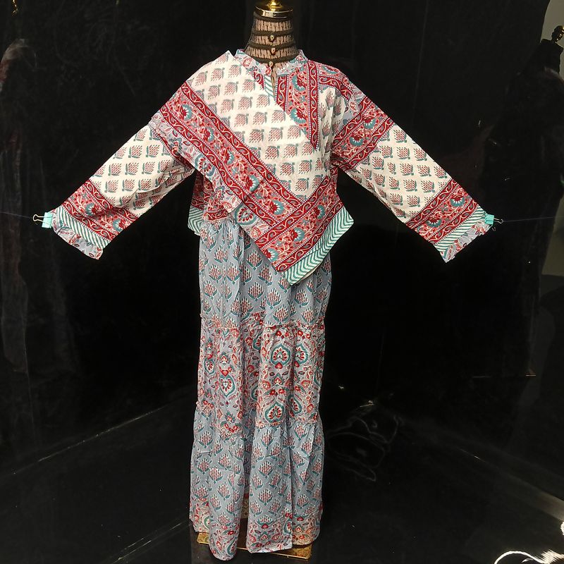 L/XL Afifa Printed Cotton Dress 57" Long Jalabiya  With Sheila