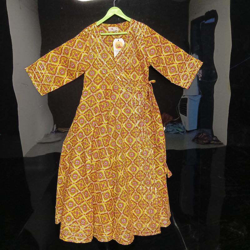 2-3 Year Priam Printed Cotton Girls Dress 26" Long Jalabiya