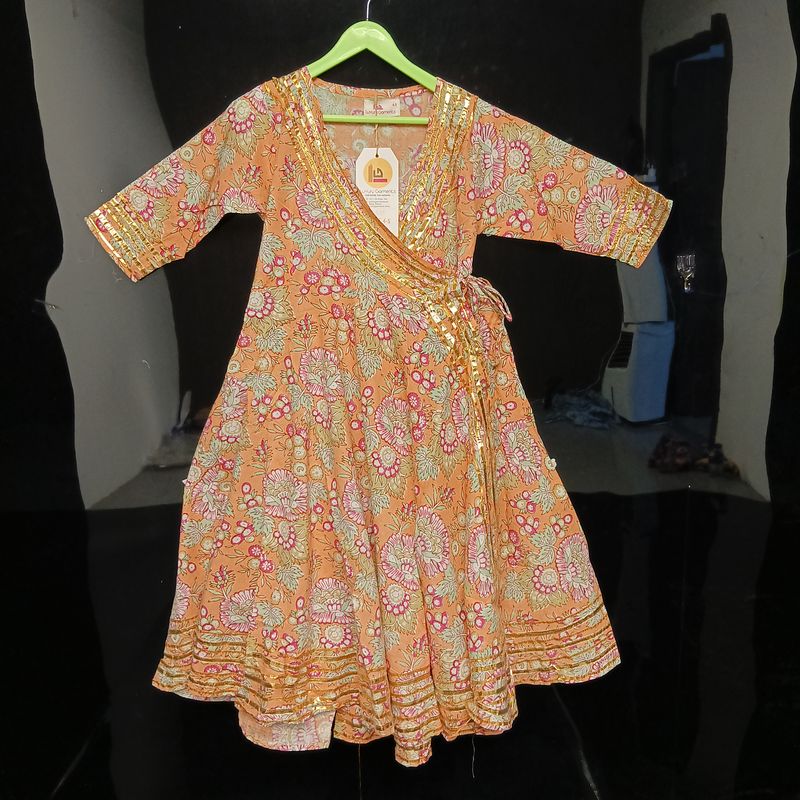 4-5 Year Priam Printed Cotton Girls Dress 34" Long Jalabiya
