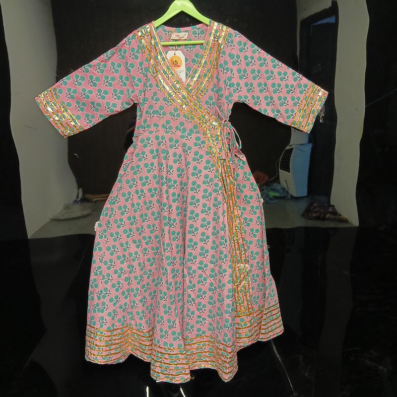 8-9 Year Priam Printed Cotton Girls Dress 42" Long Jalabiya