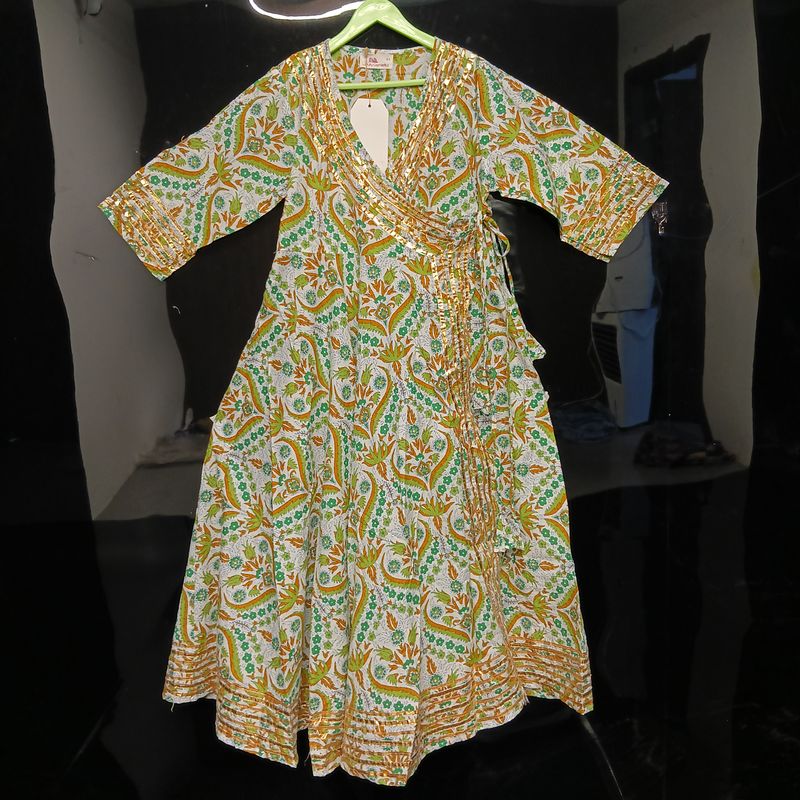 4-5 Year Priam Printed Cotton Girls Dress 34" Long Jalabiya