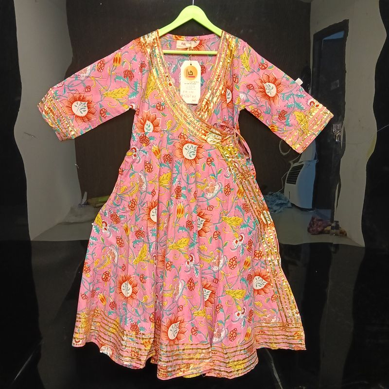 6-7 Year Priam Printed Cotton Girls Dress 34" Long Jalabiya