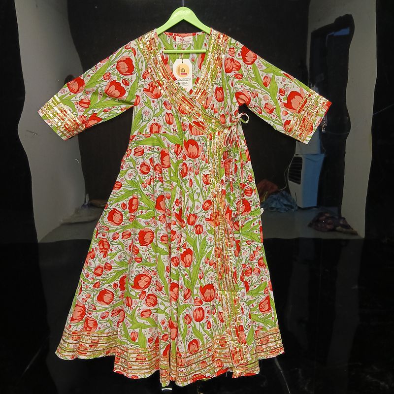 8-9 Year Priam Printed Cotton Girls Dress 42" Long Jalabiya