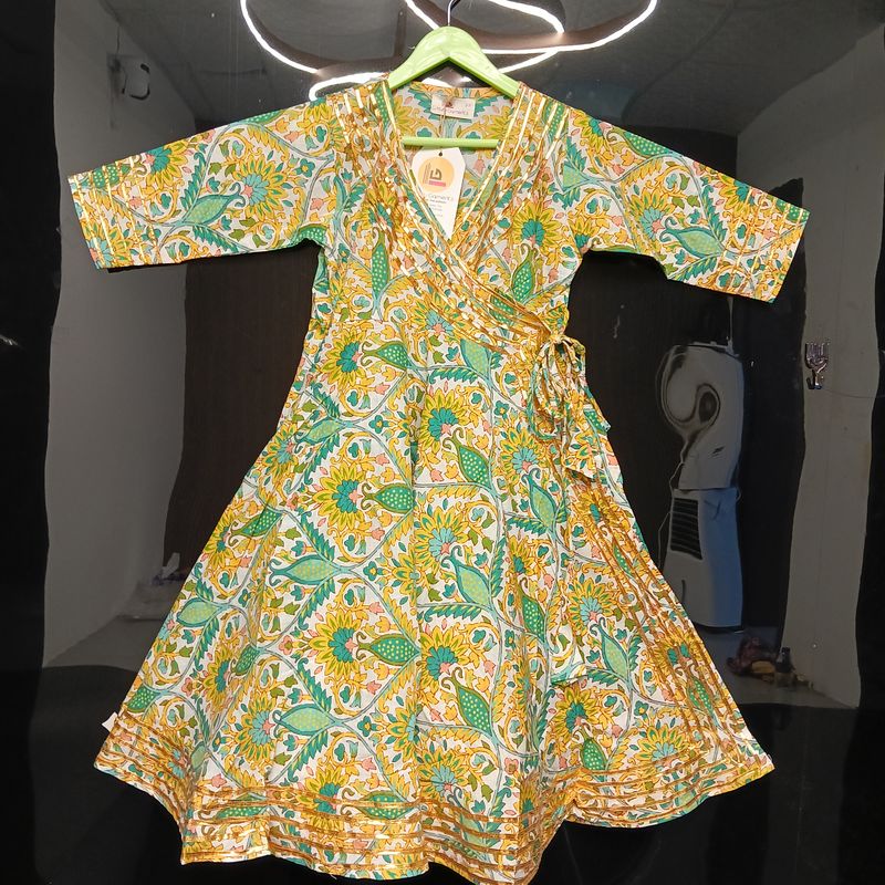 2-3 Year Priam Printed Cotton Girls Dress 26" Long Jalabiya