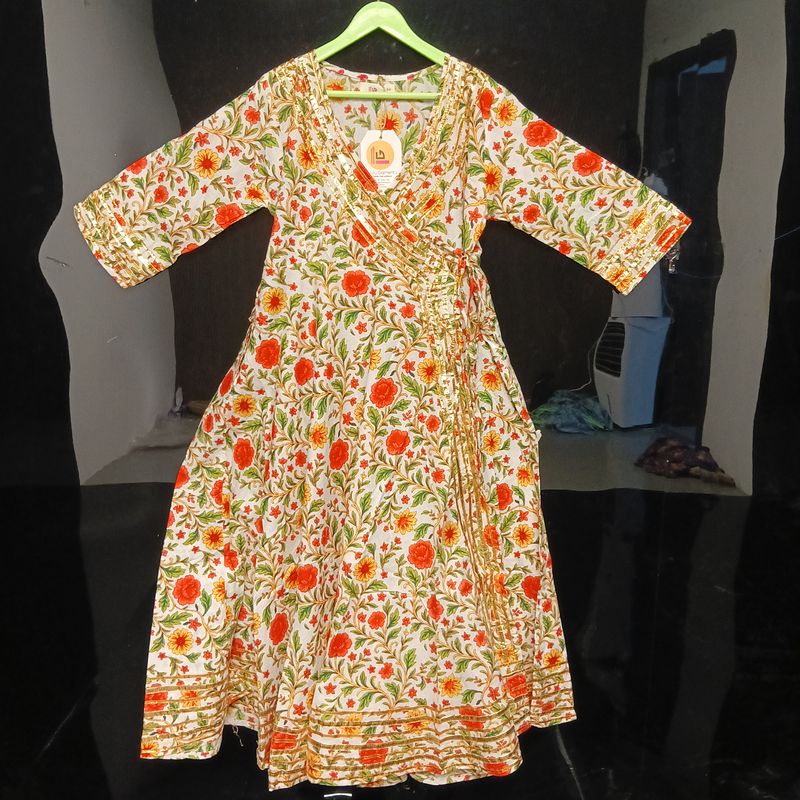 8-9 Year Priam Printed Cotton Girls Dress 42" Long Jalabiya