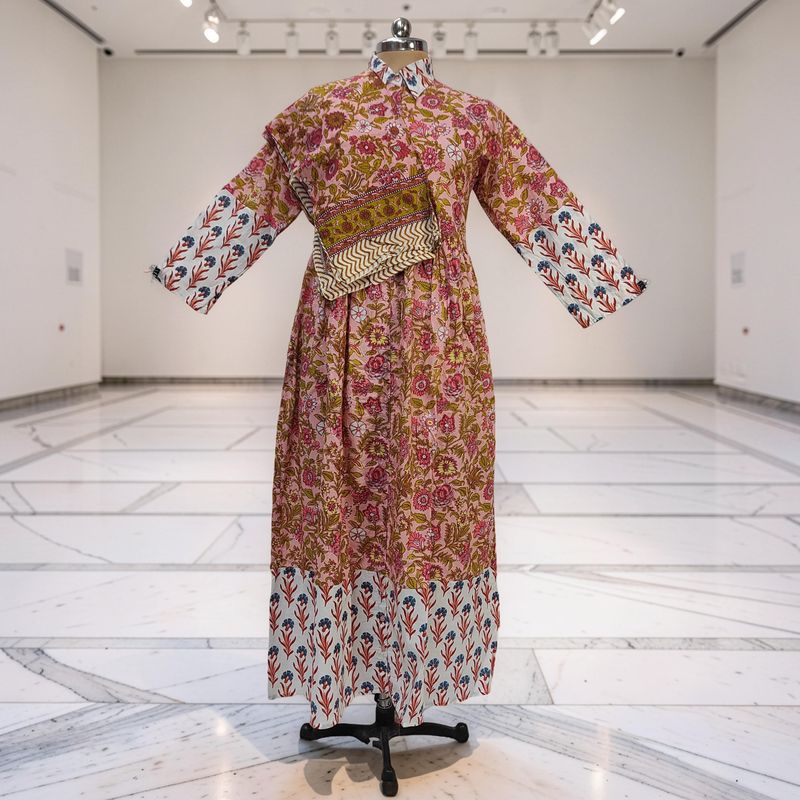 XS-S Ana Printed Cotton Dress 54" Long Jalabiya With Sheila JP