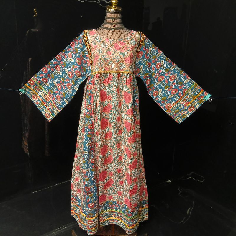 XS/S Banjara Printed Cotton Dress 54" Long Jalabiya