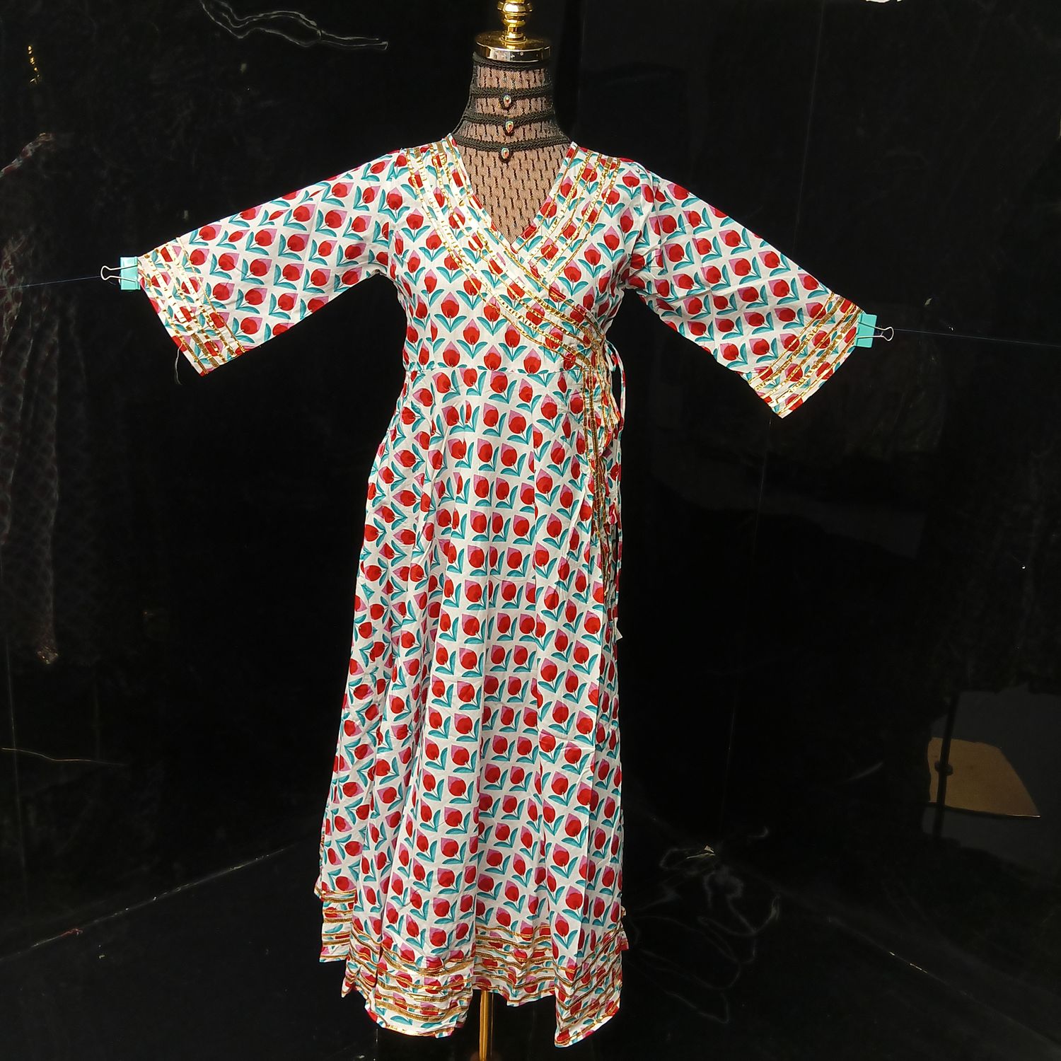 10-11 Year Priam Printed Cotton Girls Dress 46" Long Jalabiya