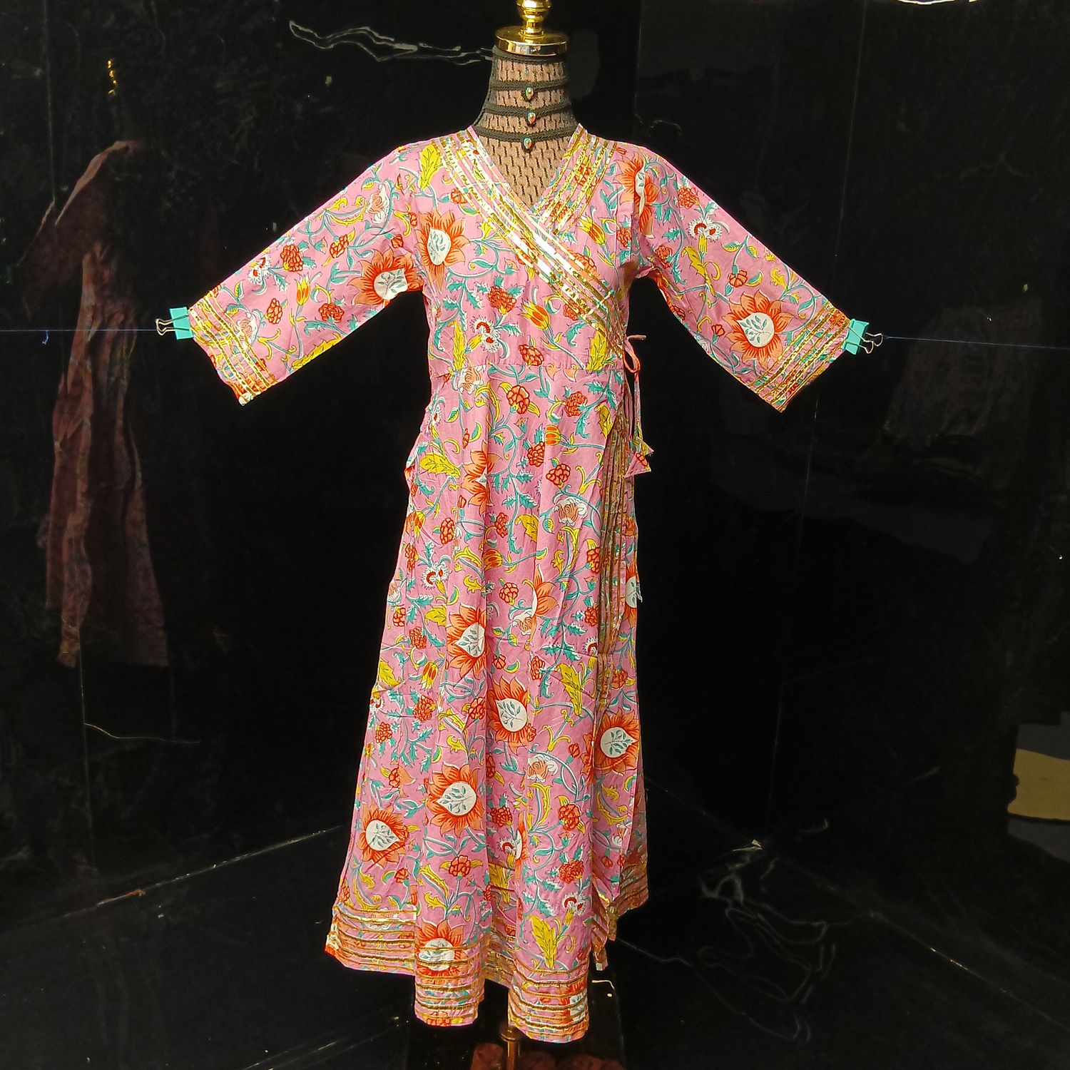 12-13 Year Priam Printed Cotton Girls Dress 50" Long Jalabiya