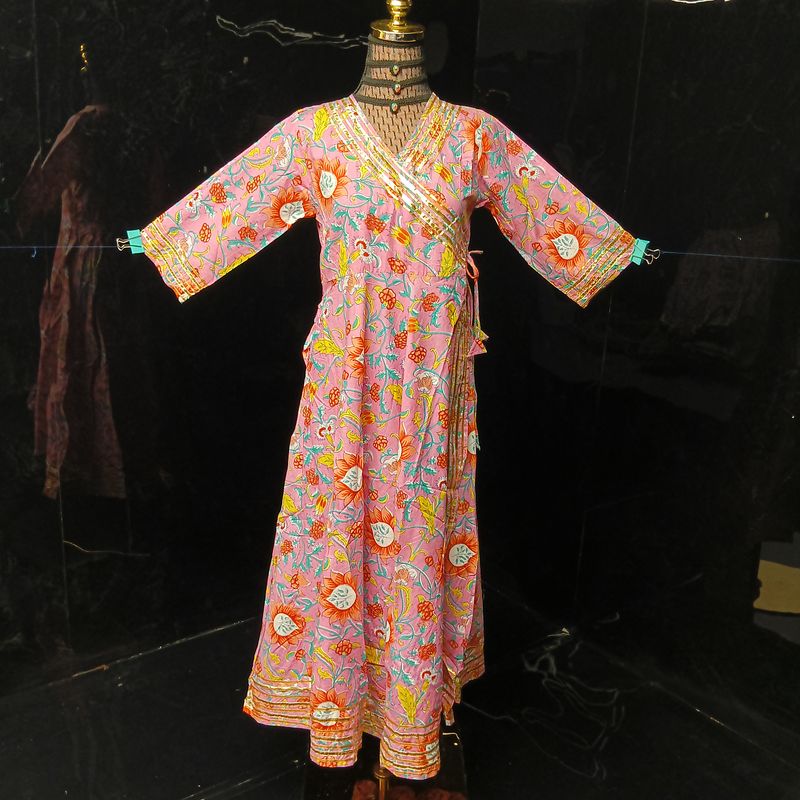 12-13 Year Priam Printed Cotton Girls Dress 50" Long Jalabiya