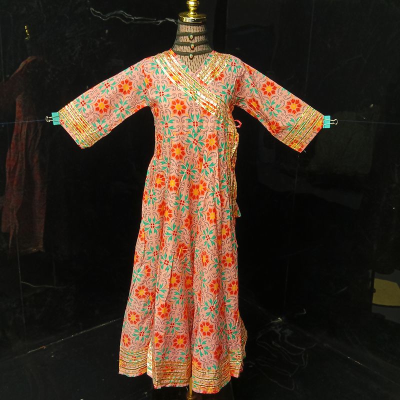 12-13 Year Priam Printed Cotton Girls Dress 50" Long Jalabiya