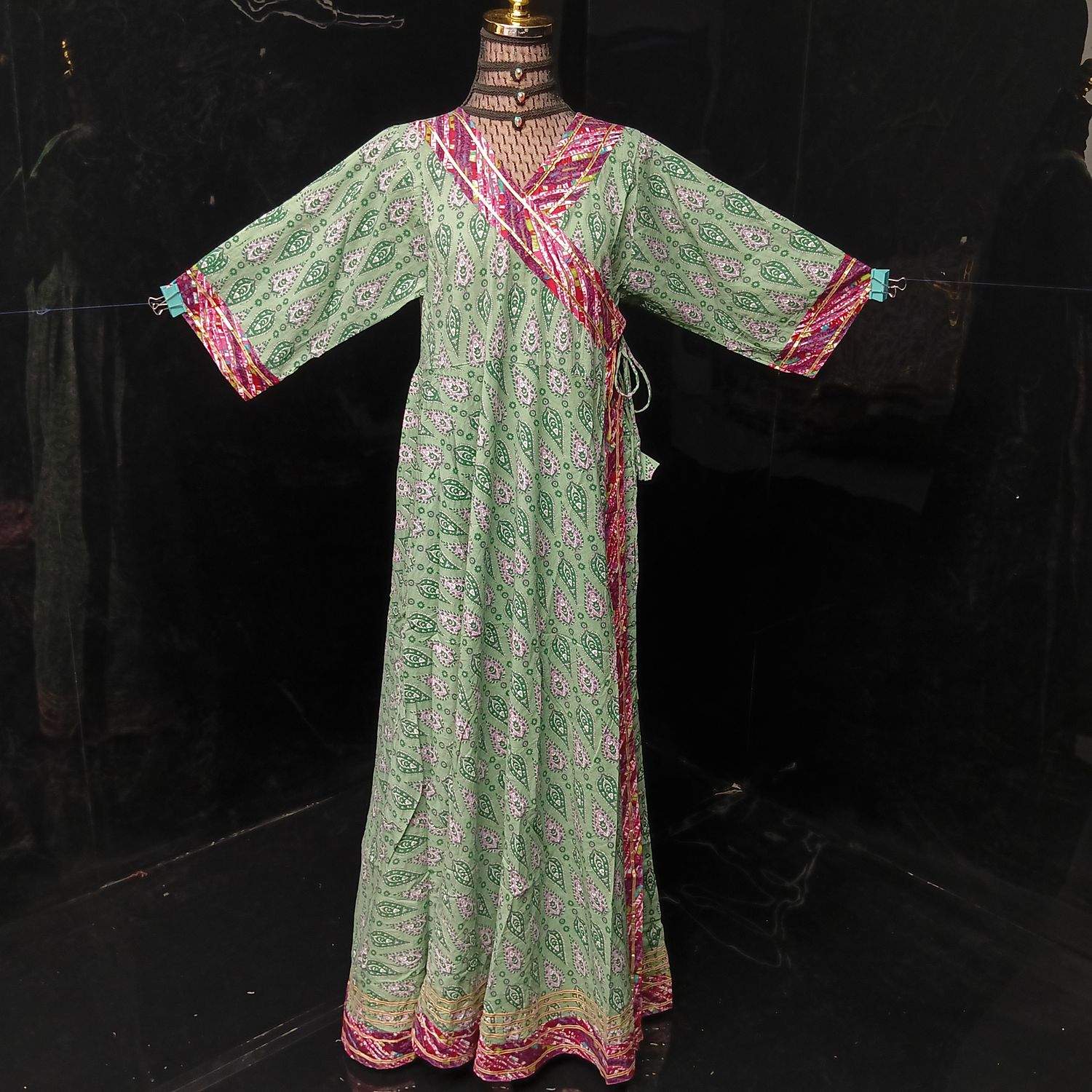 S/M Priam Printed Cotton Dress 57" Long Jalabiya