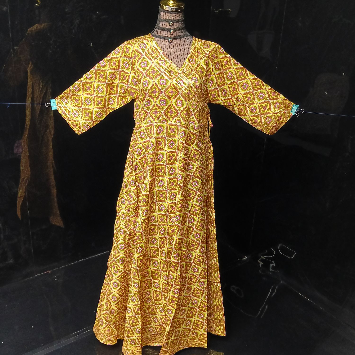 S/M Priam Printed Cotton Dress 57" Long Jalabiya