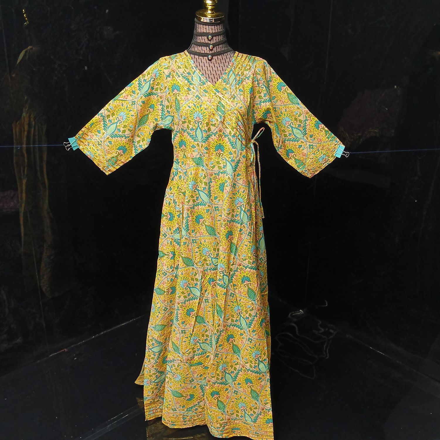 S/M Priam Printed Cotton Dress 57" Long Jalabiya