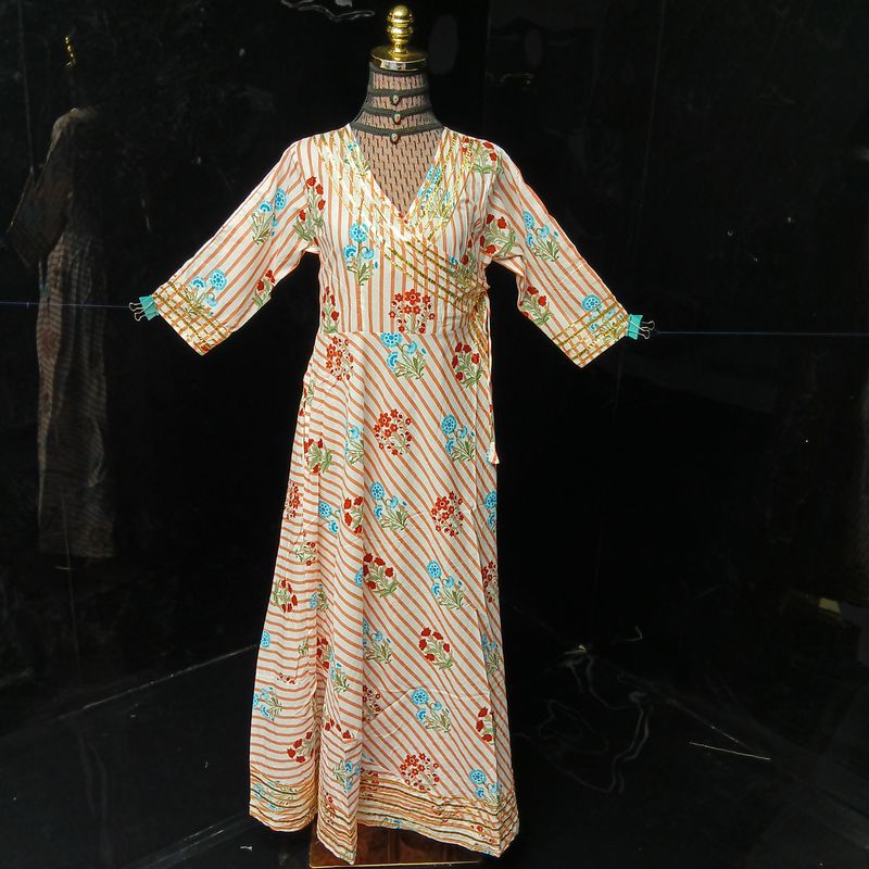 XS/S Priam  Printed Cotton Dress 54" Long Jalabiya