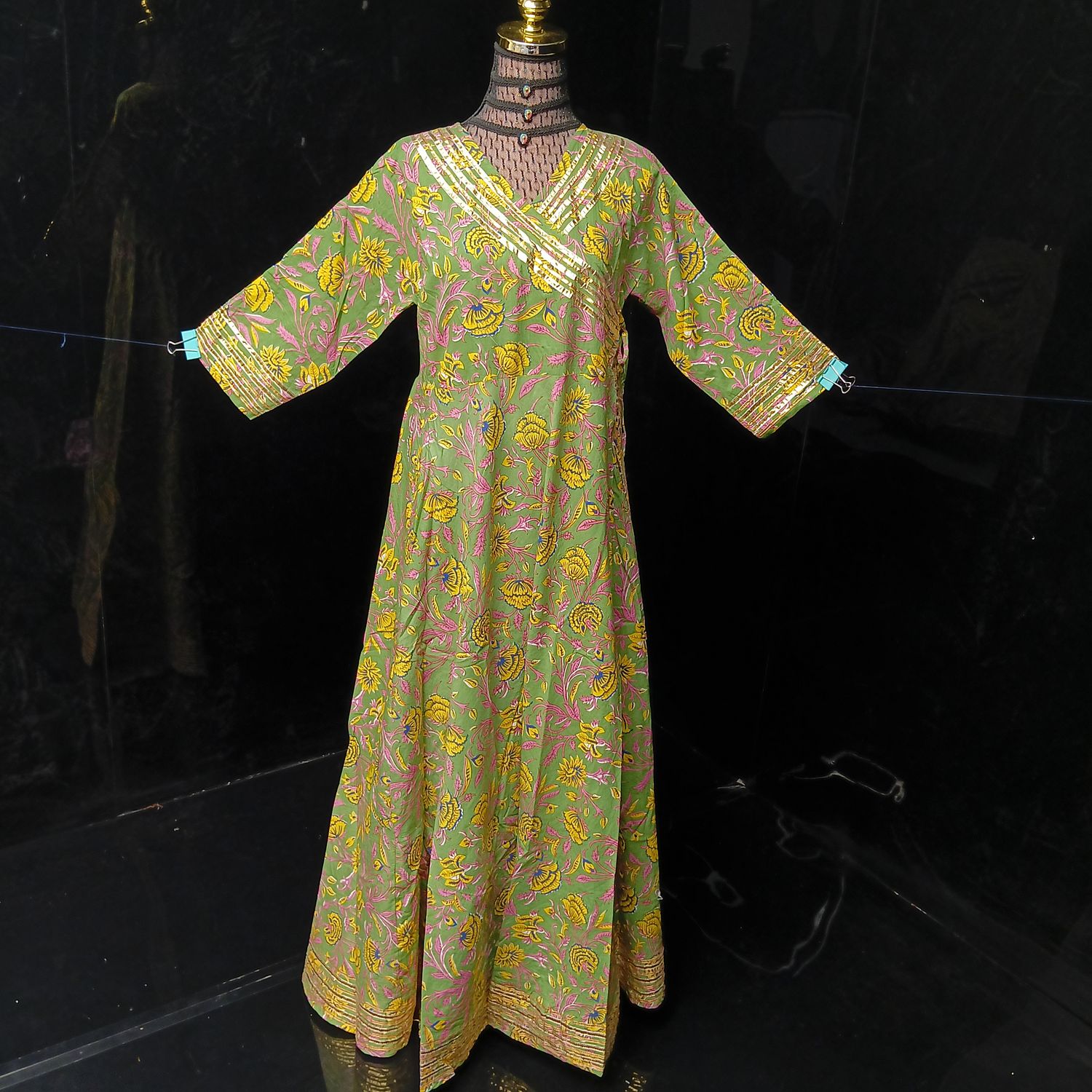 XS/S Priam  Printed Cotton Dress 54" Long Jalabiya