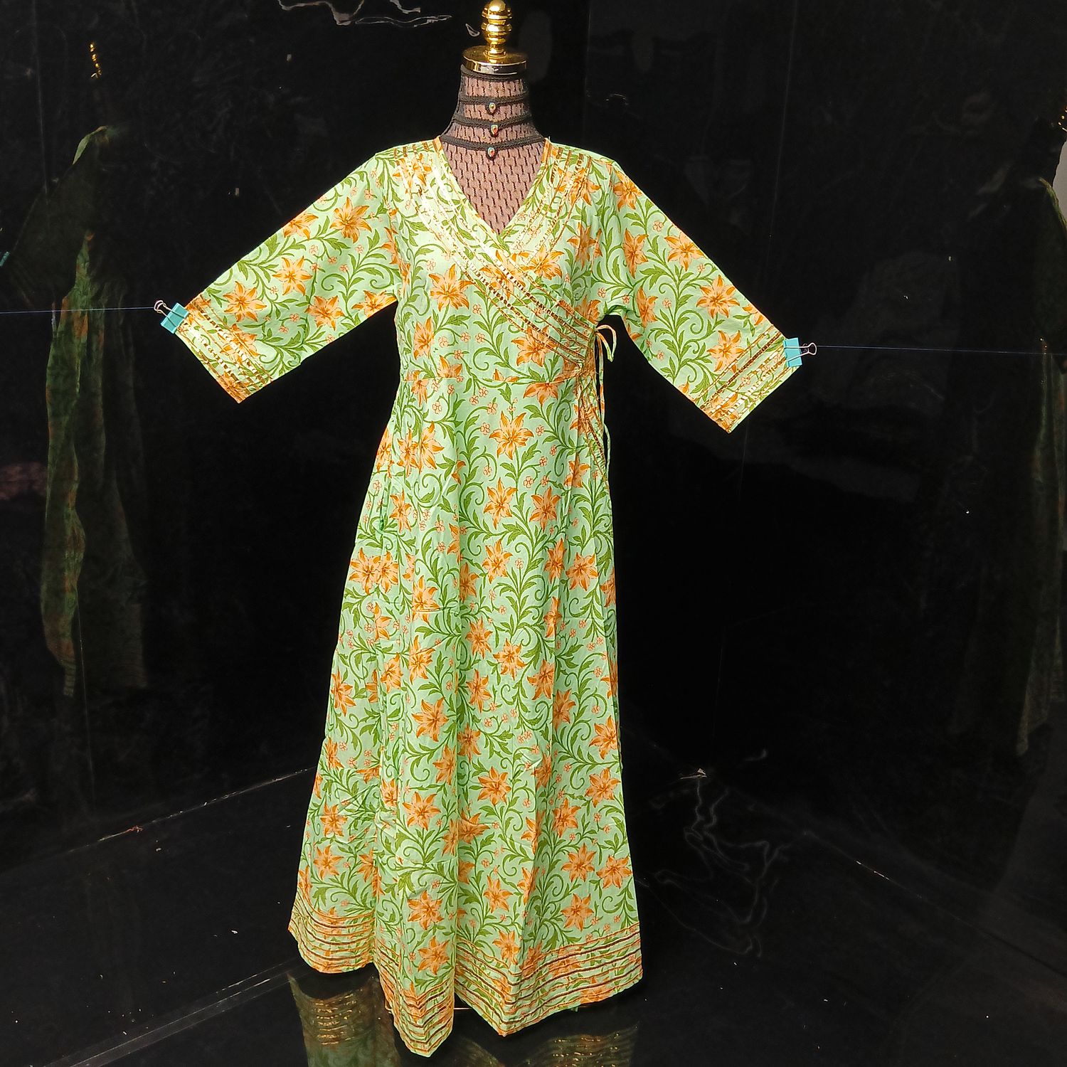 S/M Priam Printed Cotton Dress 57" Long Jalabiya