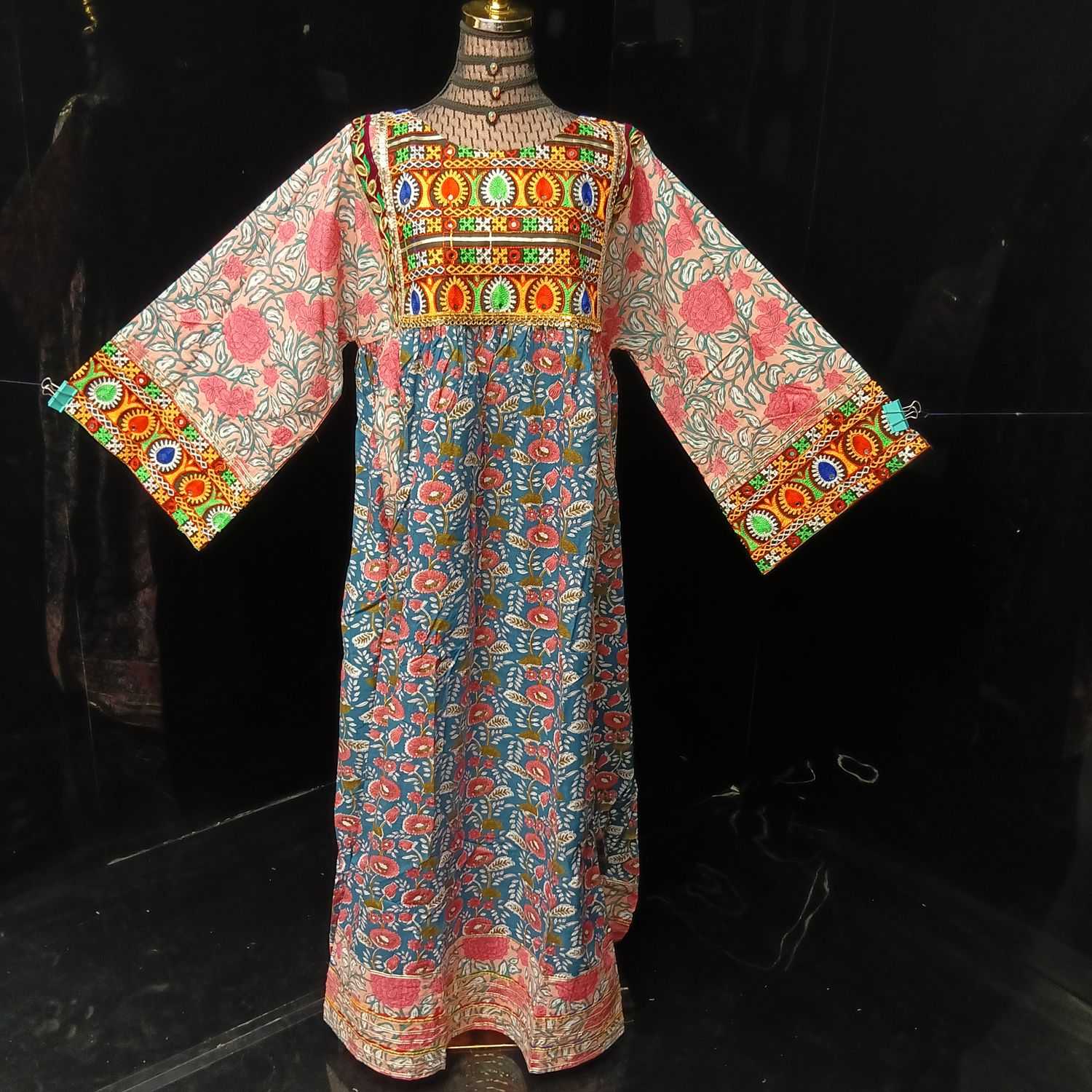 2XL-3XL Banjara Printed Cotton Dress 57" Long Jalabiya