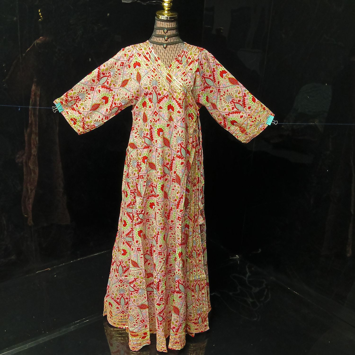 L-XL Priam Printed Cotton Dress 57" Long Jalabiya