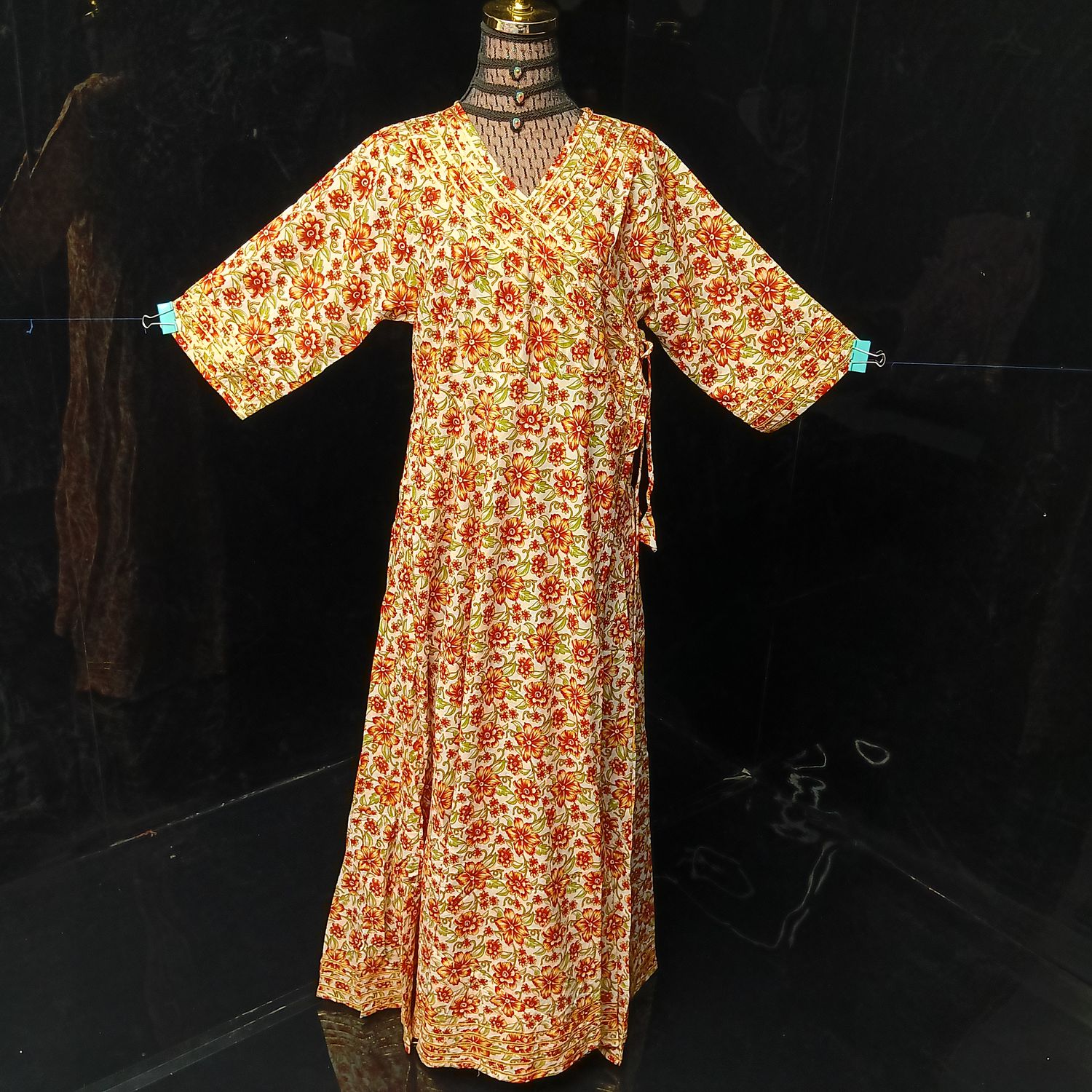 2XL-3XL Priam Printed Cotton Dress 57" Long Jalabiya