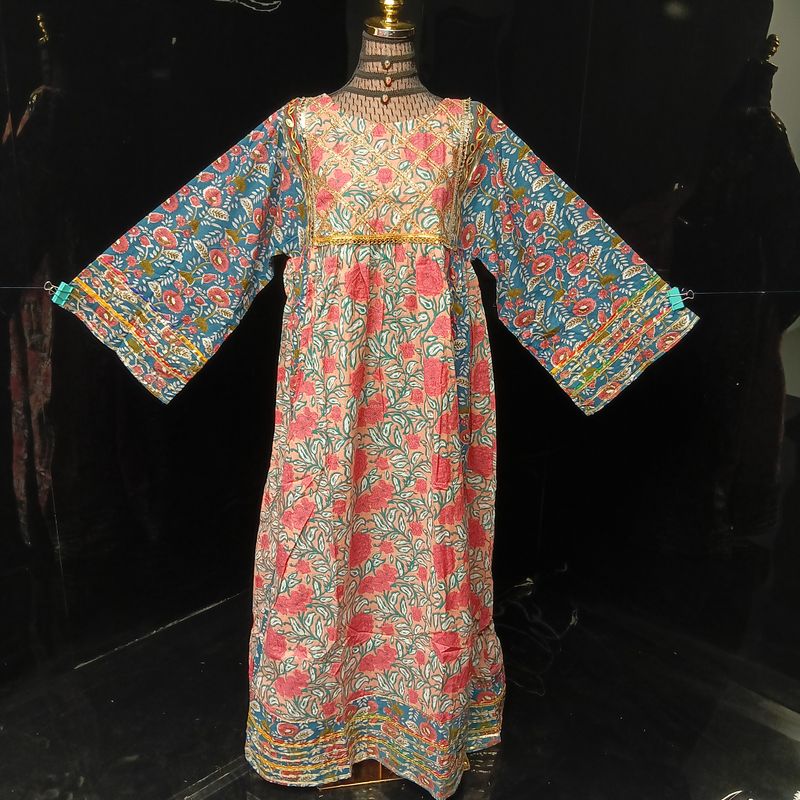 L-XL Banjara Printed Cotton Dress 57" Long Jalabiya