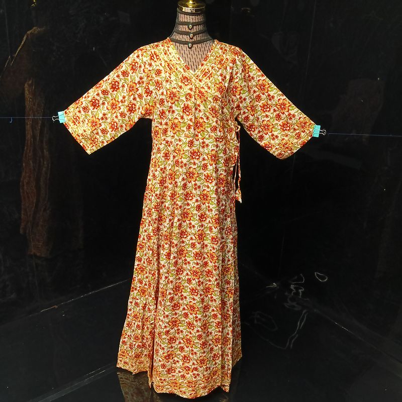 L-XL Priam Printed Cotton Dress 57" Long Jalabiya