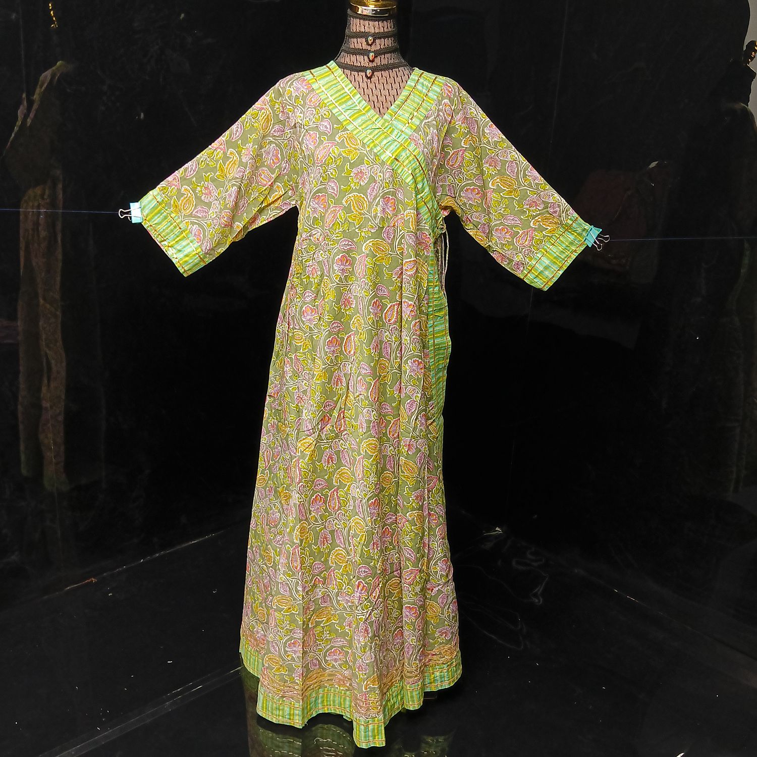 L-XL Priam Printed Cotton Dress 57" Long Jalabiya