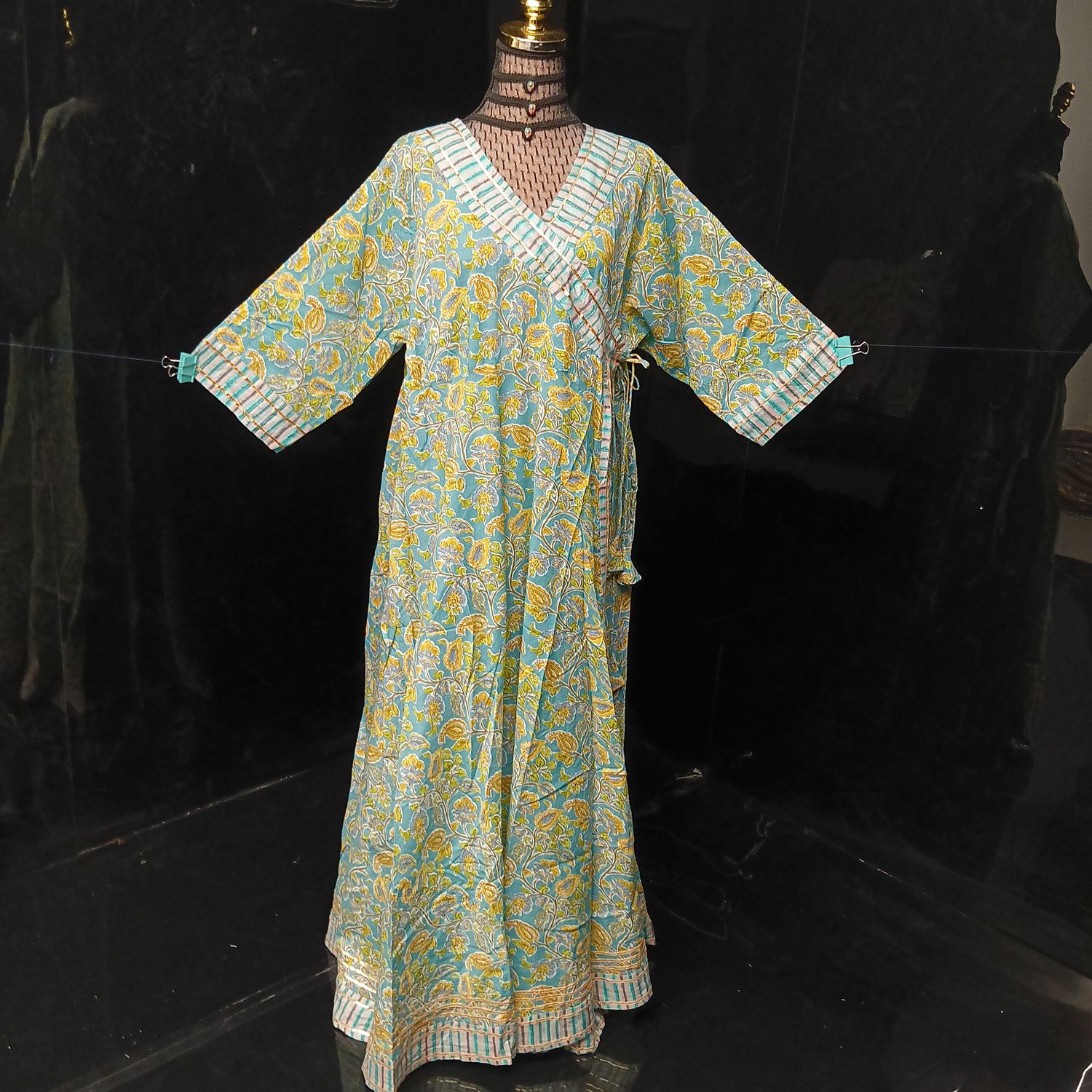 2XL-3XL Priam Printed Cotton Dress 57" Long Jalabiya