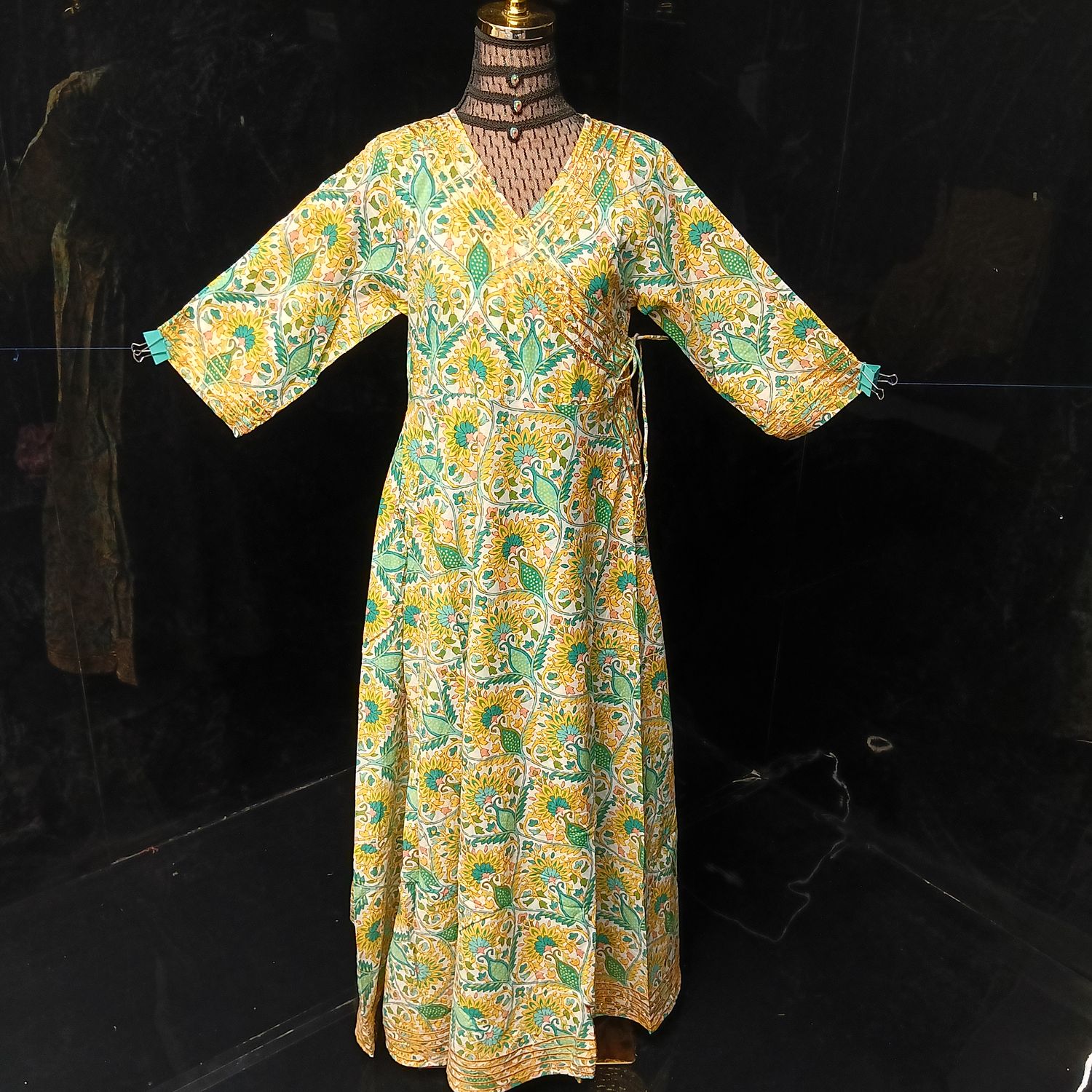 L-XL Priam Printed Cotton Dress 57" Long Jalabiya