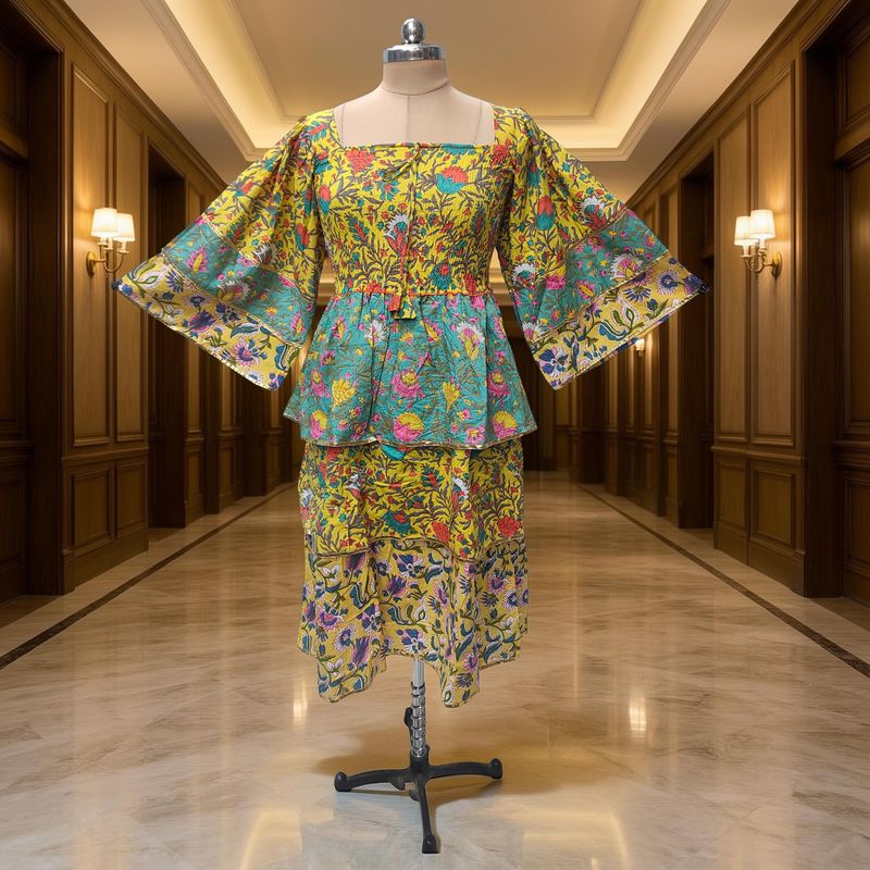 10-11 Year Rahima Printed Cotton Dress 46" Long Jalabiya