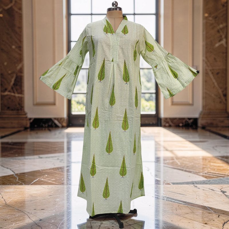 L-XL Reya Printed Cotton Dress 57" Long Jalabiya JP