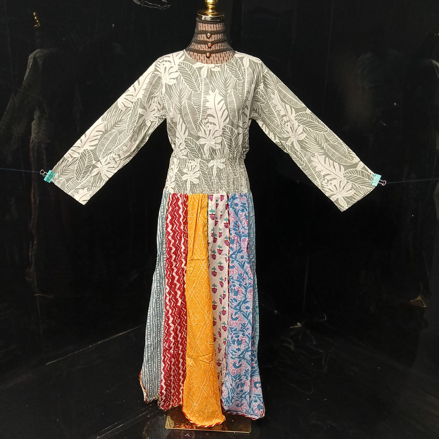 S-M Zayna Printed Cotton Dress 56" Long Jalabiya