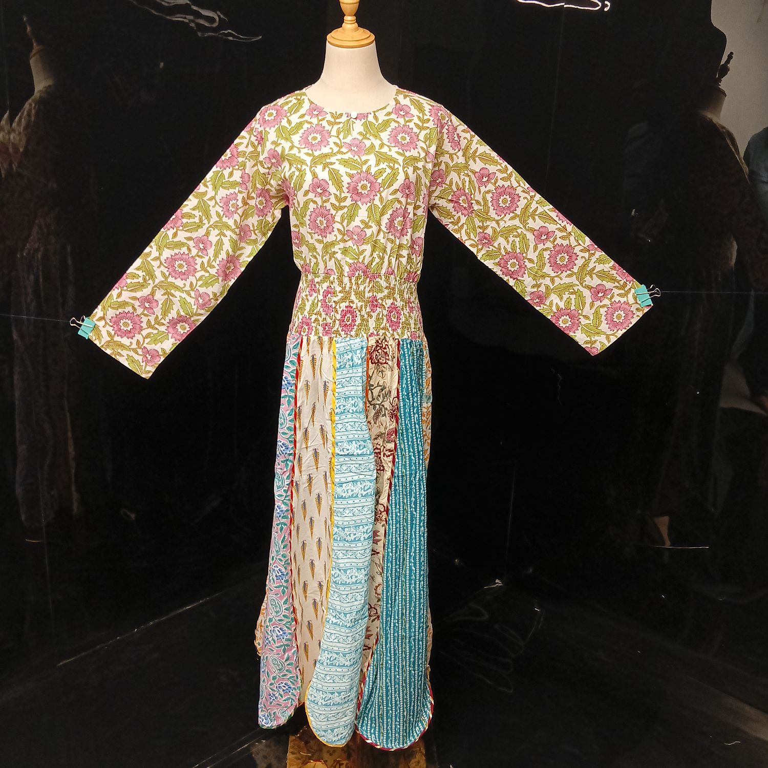 S-M Zayna Printed Cotton Dress 56" Long Jalabiya