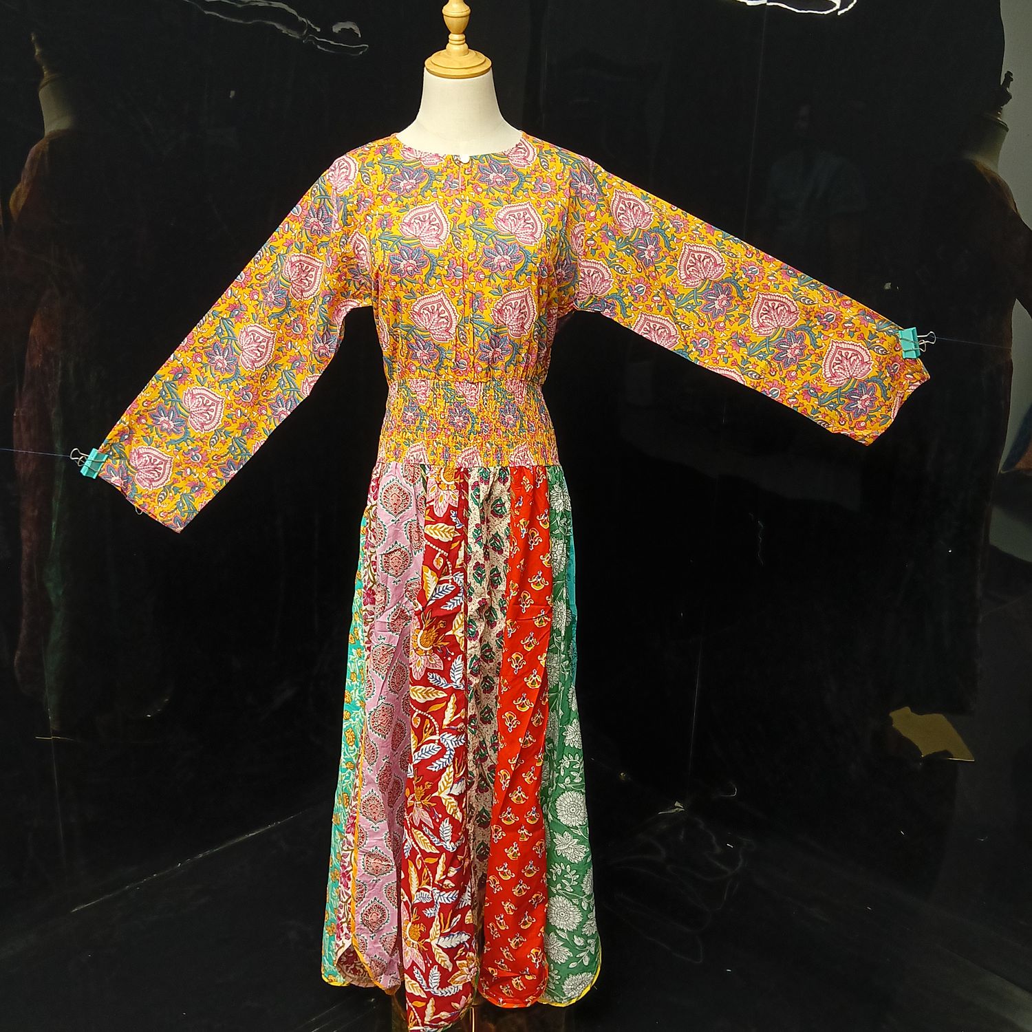 S-M Zayna Printed Cotton Dress 56" Long Jalabiya