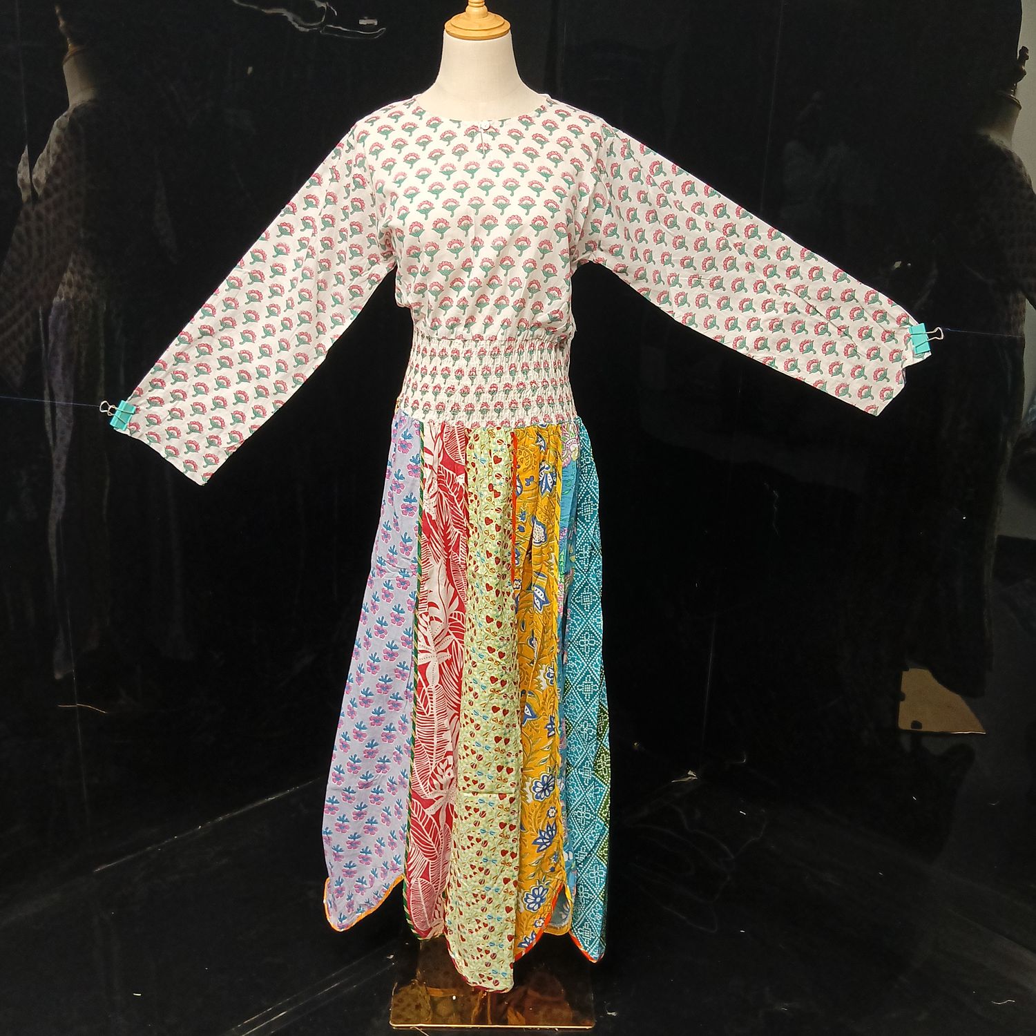 S-M Zayna Printed Cotton Dress 56" Long Jalabiya